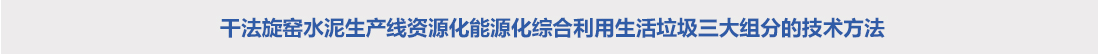 幹法旋窯水(shuǐ)泥生(shēng)産線資源化(huà)能(néng)源化(huà)綜合利用(yòng)生(shēng)活垃圾三大(dà)組分(fēn)的(de)技(jì)術(shù)方法                 